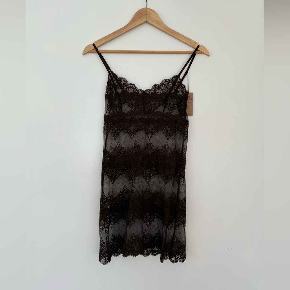 NWT 💕 Only Hearts “So Fine” Brown Lace Chemette